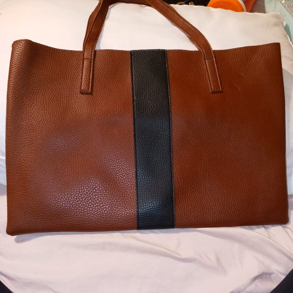 VINCE CAMUTO Luck Brown Leather Vegan Tote. NWOT.